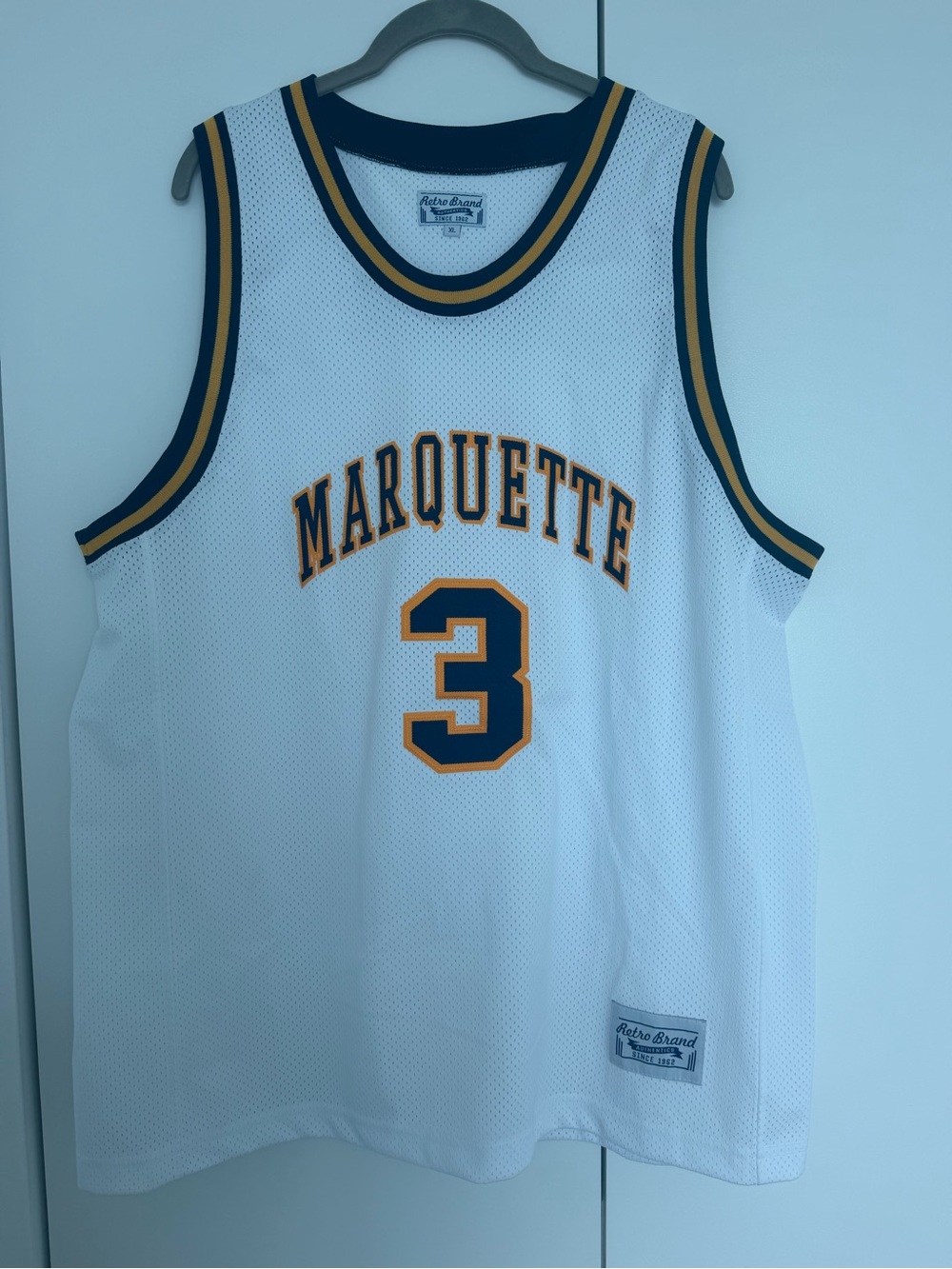 Dwyane Wade Marquette White Navy Gold Basketball Jersey #3